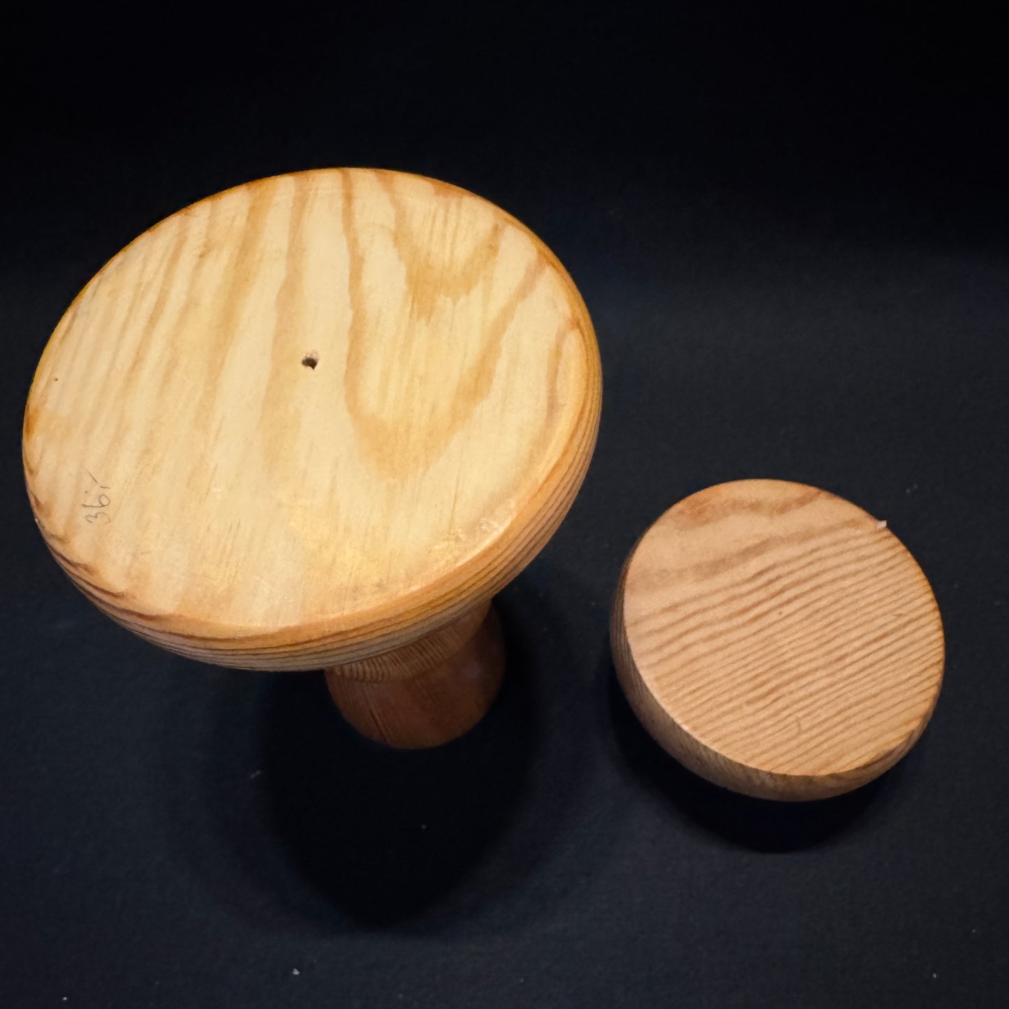 Vintage 1970s Scandinavian Pine Candlesticks.