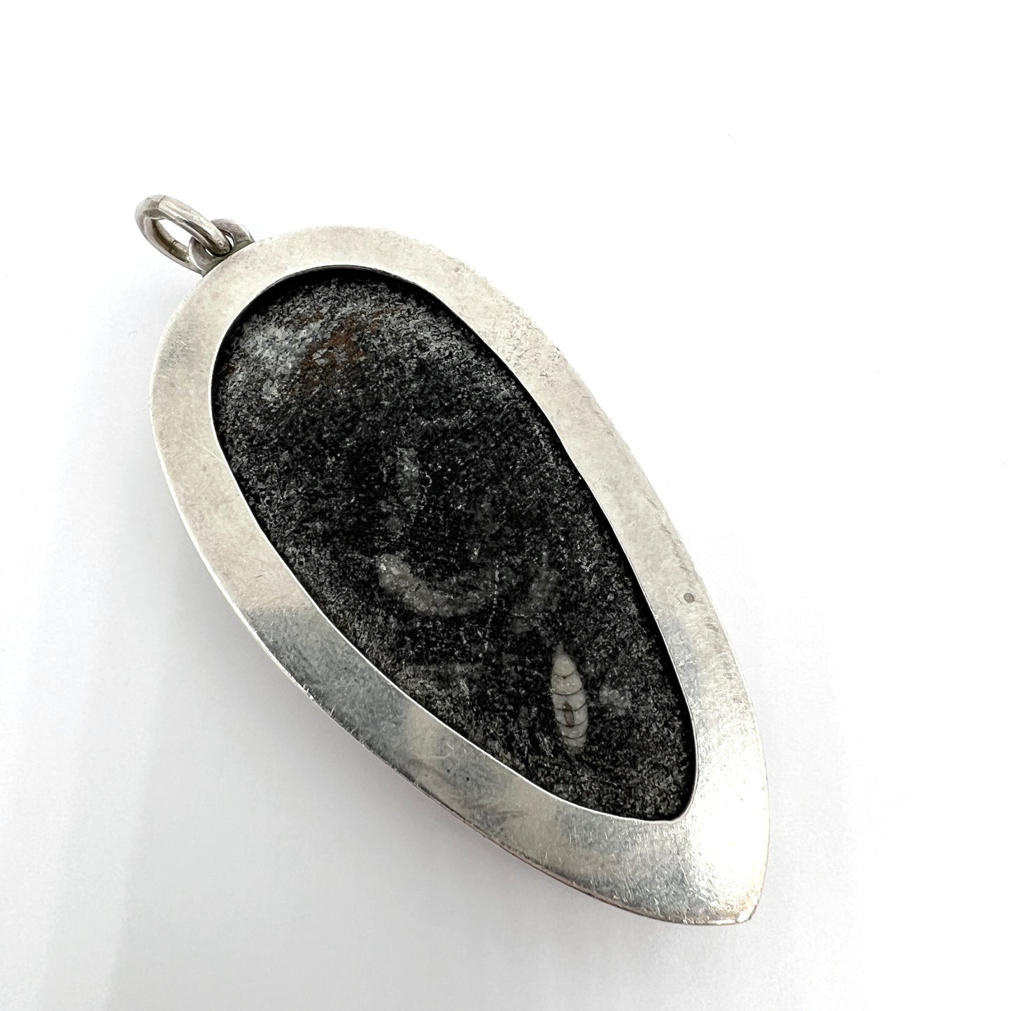 Sweden. Large Sterling Silver Fossil Pendant