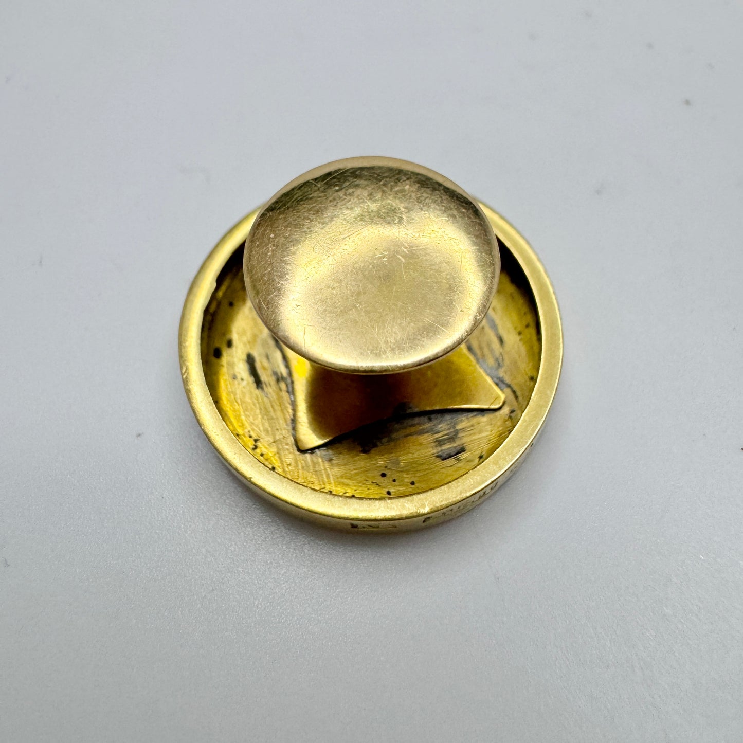 J E Torsk, Sweden 1864. Antique Victorian 18k Gold Enamel Button.