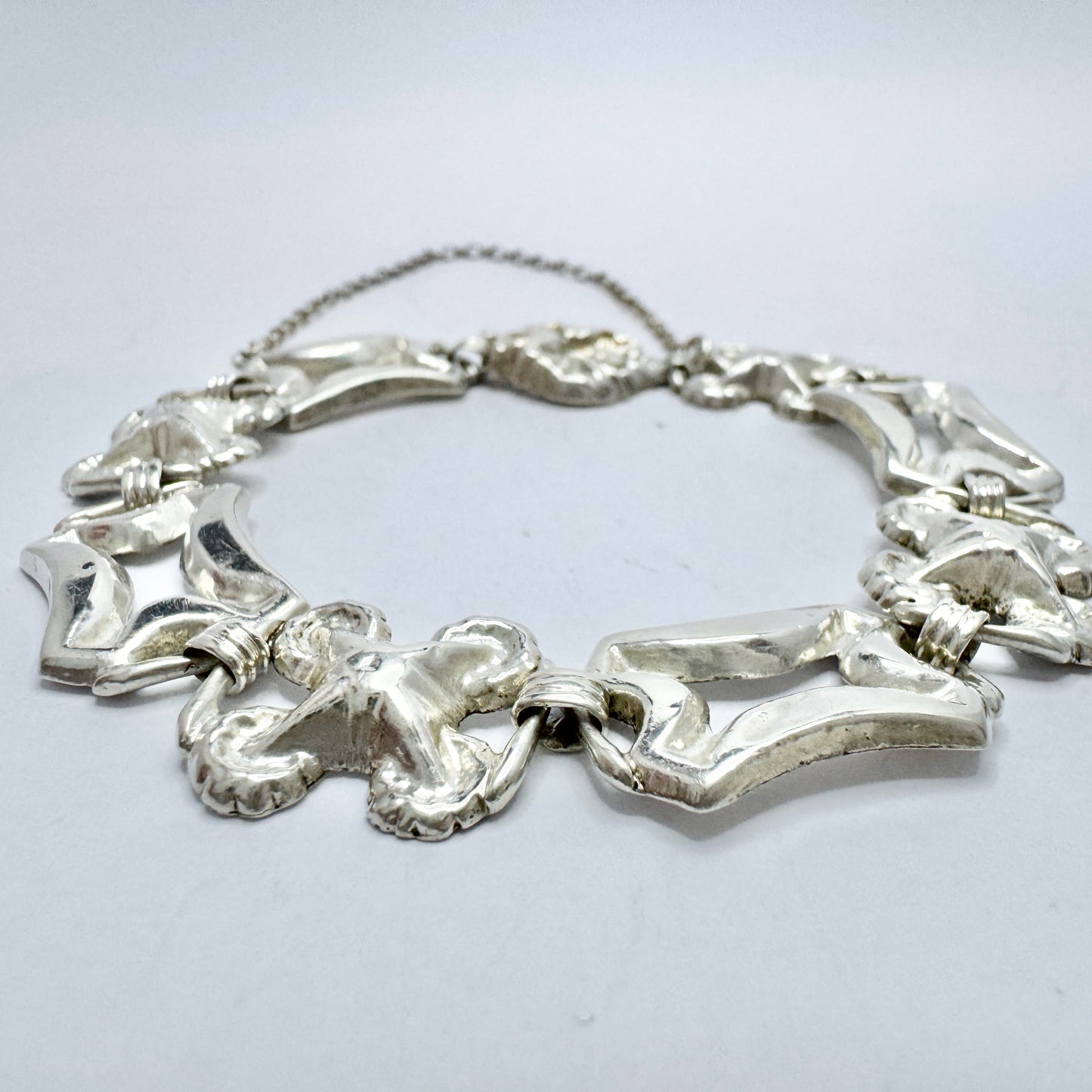 Carl JN Hallberg, Sweden 1857. Antique Victorian Silver Bracelet.