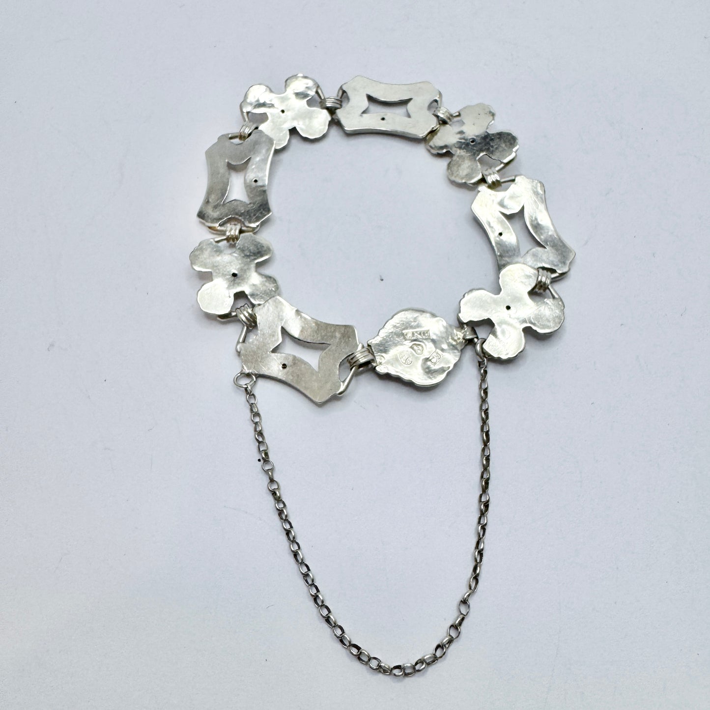 Carl JN Hallberg, Sweden 1857. Antique Victorian Silver Bracelet.