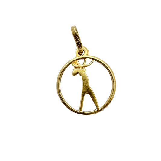 Sweden year 1970. Vintage 18k Gold Elk Moose Charm Pendant