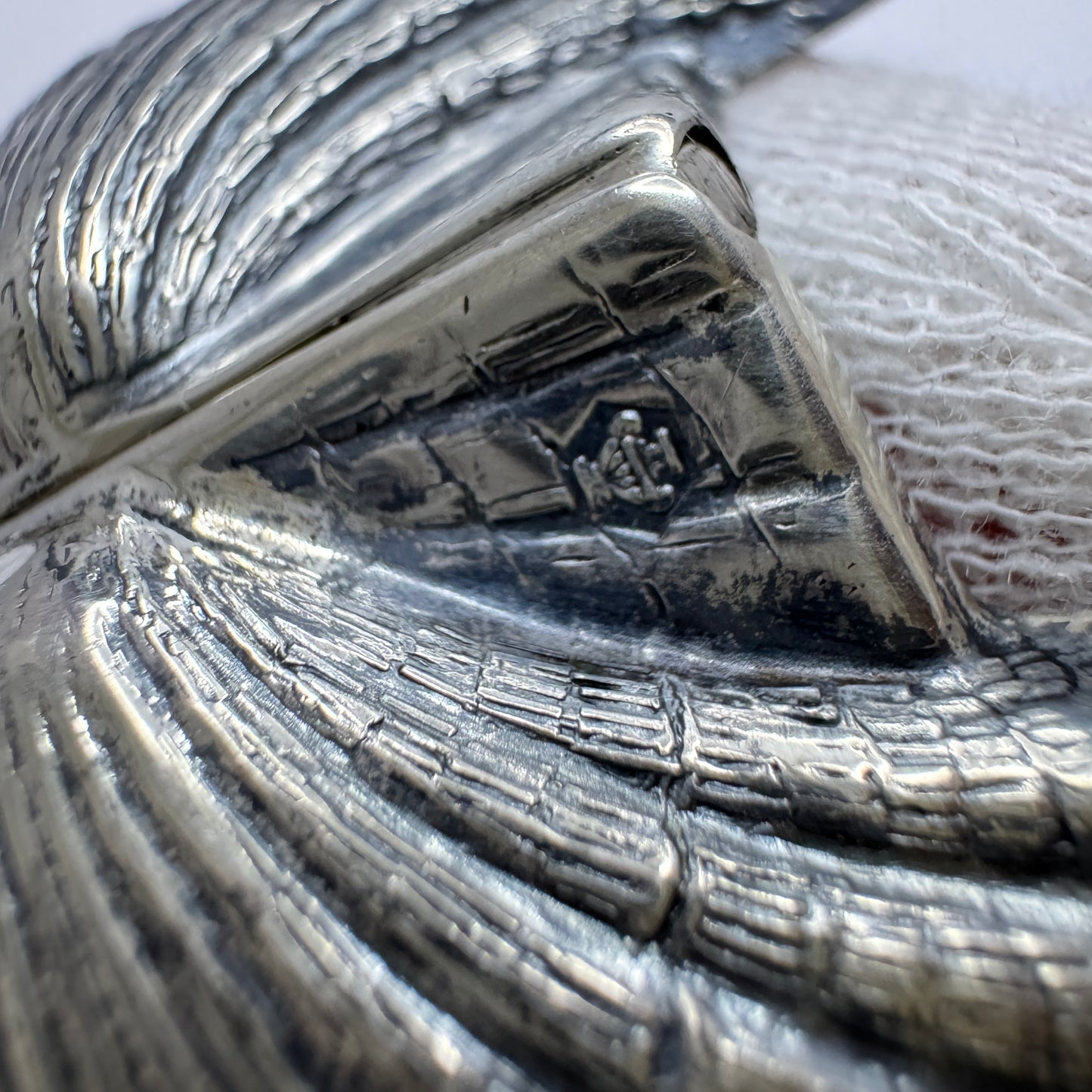 Spain, Vintage Solid Silver Shell Pill Box.