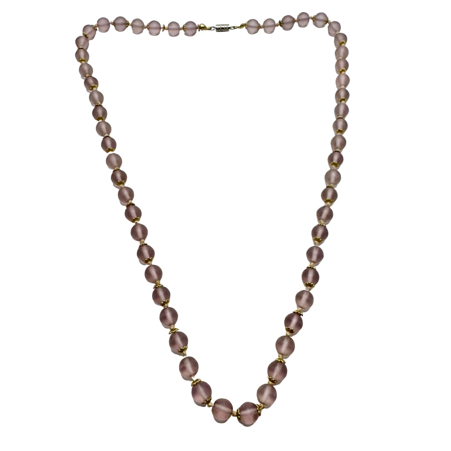 Vintage Frosted Lilac Glass Necklace. Prob. Murano Italy
