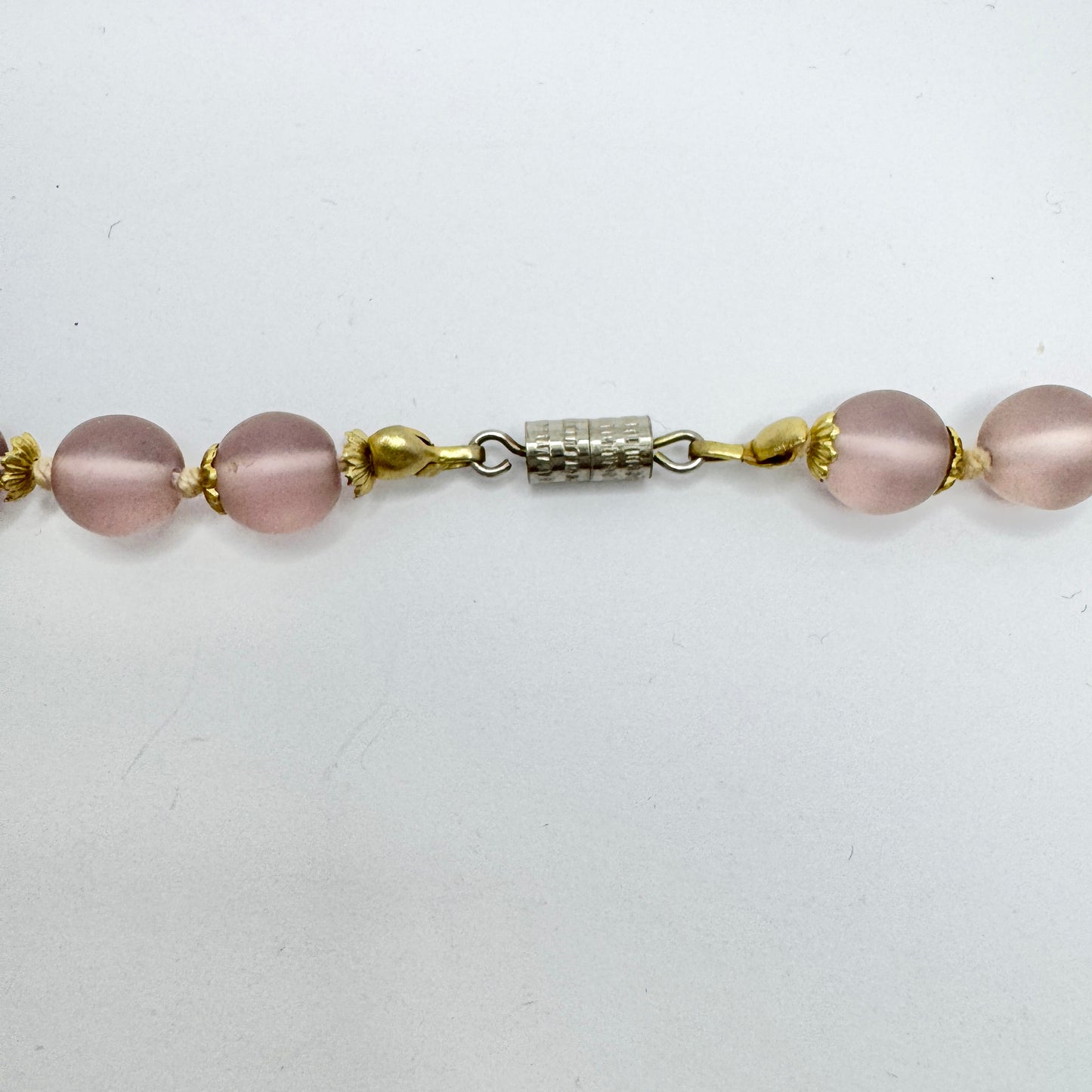 Vintage Frosted Lilac Glass Necklace. Prob. Murano Italy