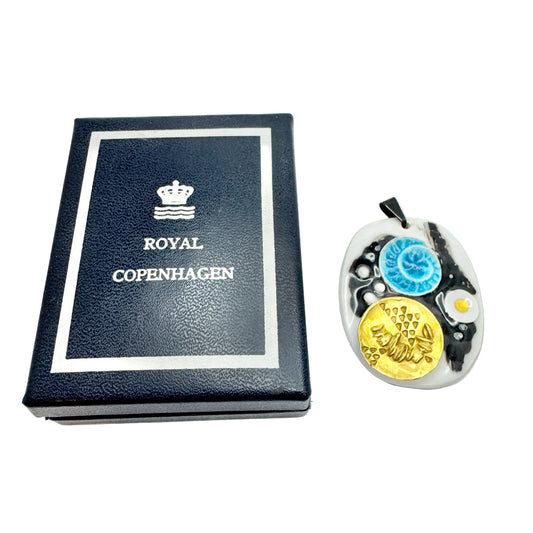 Nils Thorsson for Royal Copenhagen / Anton Michelsen, Denmark. Vintage Porcelain Silver Pendant.