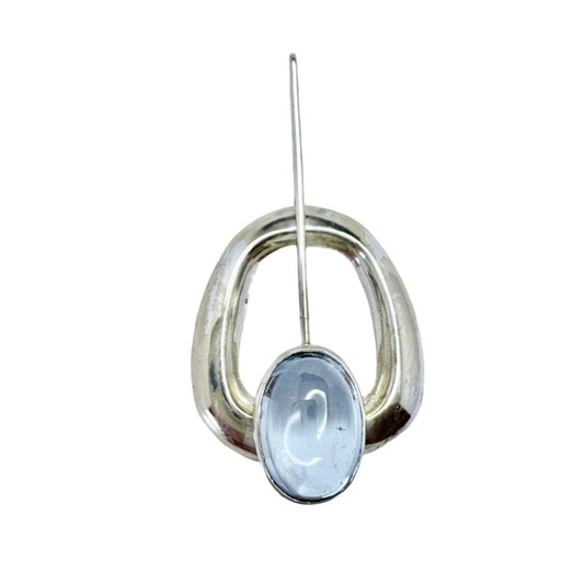 Finland 1960s. Vintage Solid Silver Blue Synthetic Spinel Pendant.