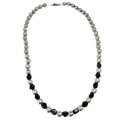 Mexico. Bold Vintage Sterling Silver Onyx Necklace