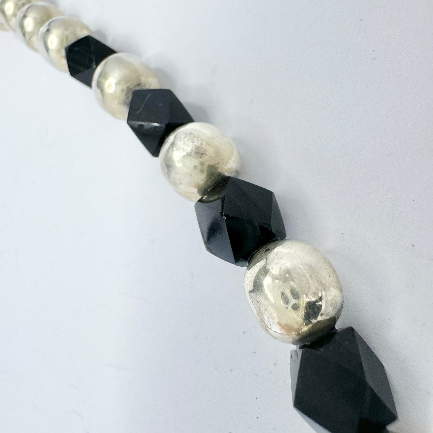 Mexico. Bold Vintage Sterling Silver Onyx Necklace