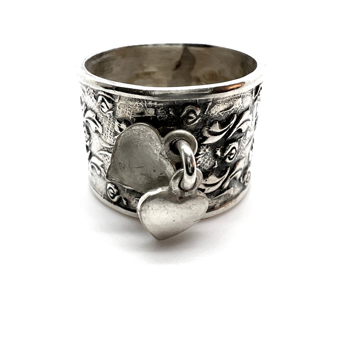 Victor Janson, Sweden 1962. Vintage Solid Silver Heart Charm Ring.