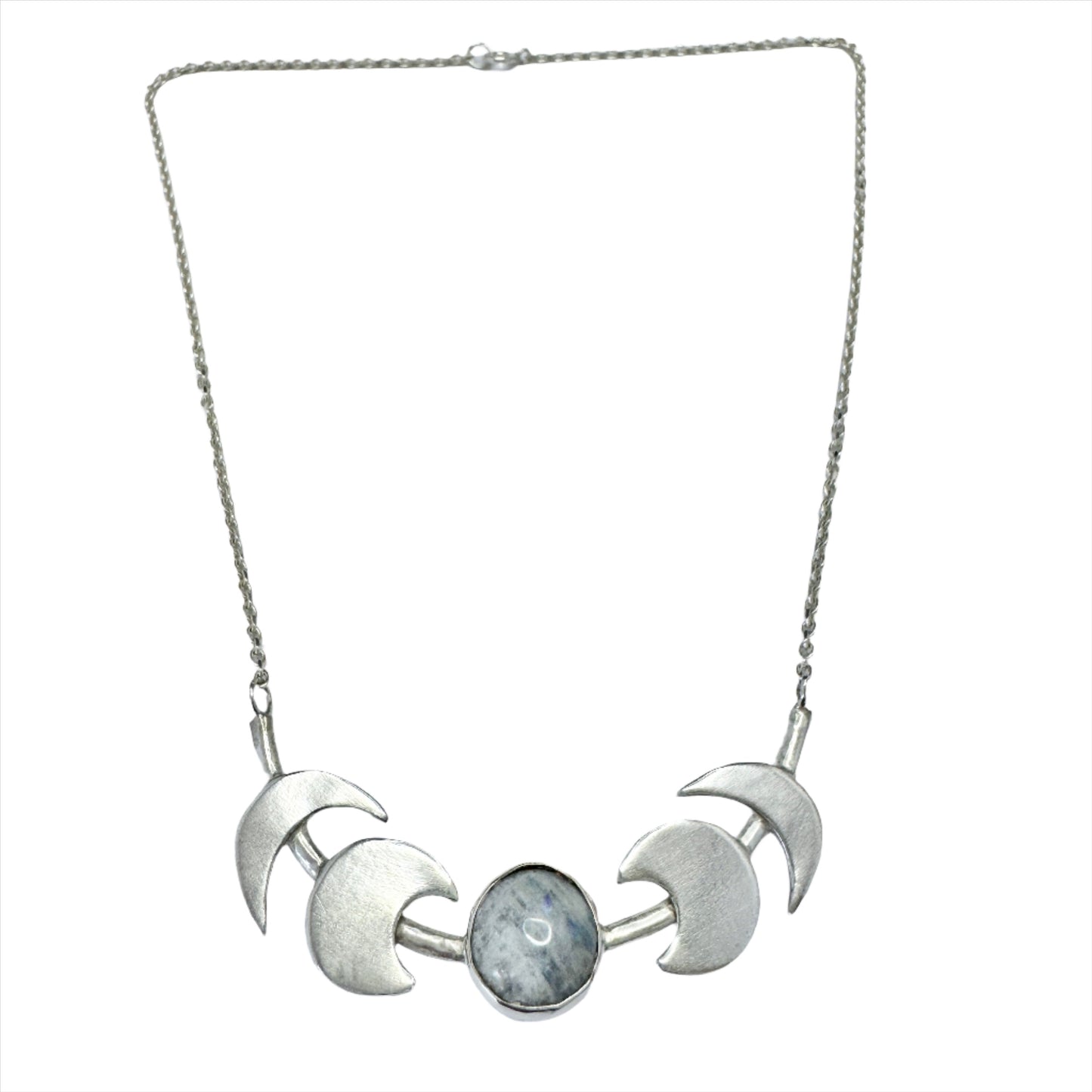 Vintage Sterling Silver Light Blue Labradorite Necklace.