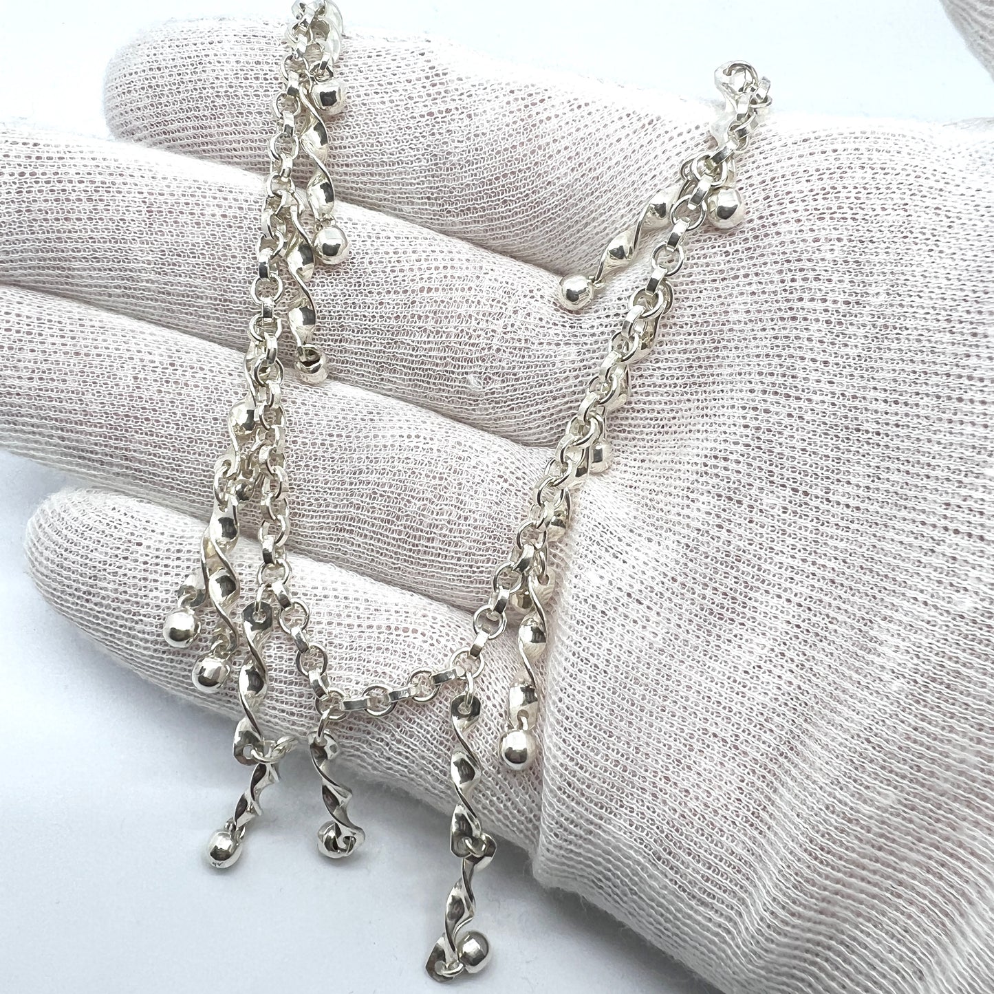 Sweden c 1950s. Solid Silver Necklace.