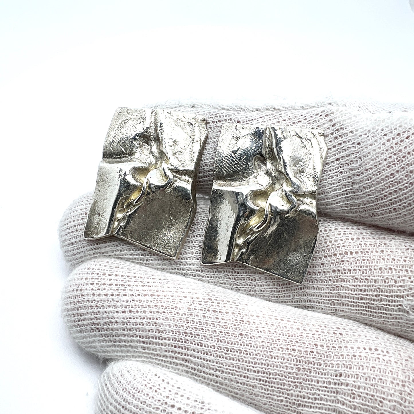 Bjorn Weckstrom for Lapponia Finland 1972 Very Large Sterling Silver Cufflinks. Design Andromeda