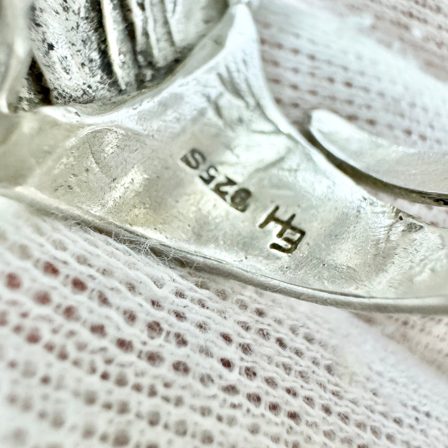 Eivind Hillestad, Norway. Chunky Vintage Modernist Sterling Silver Hematite Ring.