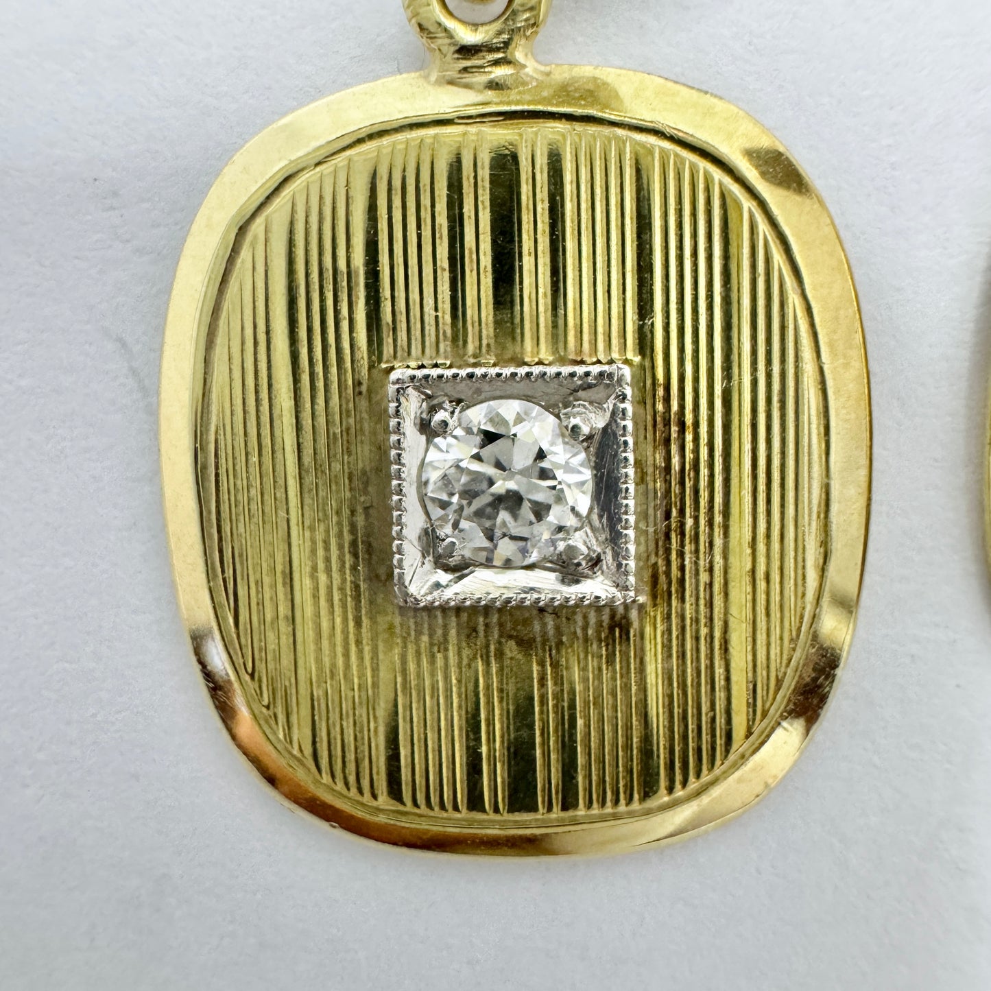 Vintage ca 1950s 14k Gold Diamond Earrings.