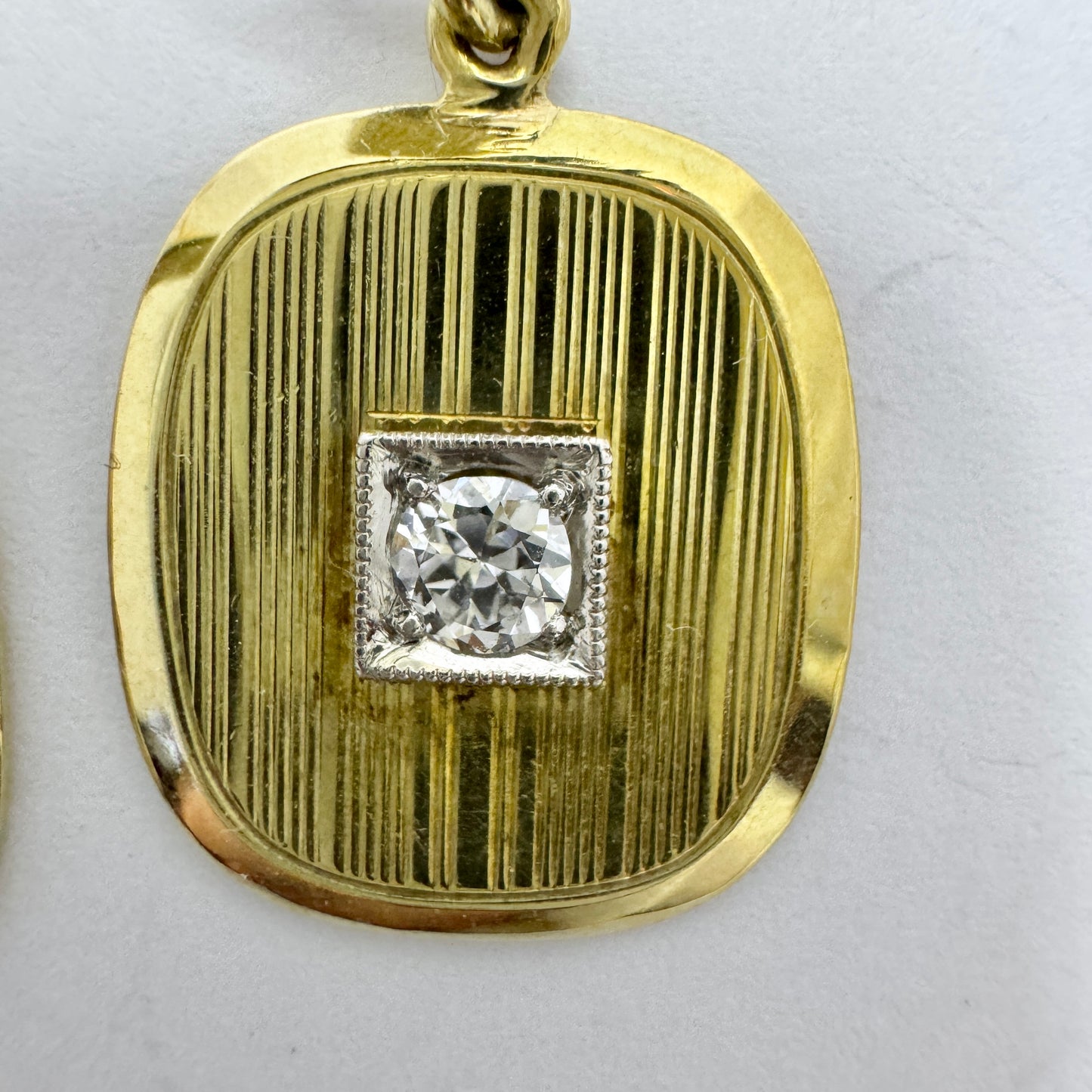 Vintage ca 1950s 14k Gold Diamond Earrings.