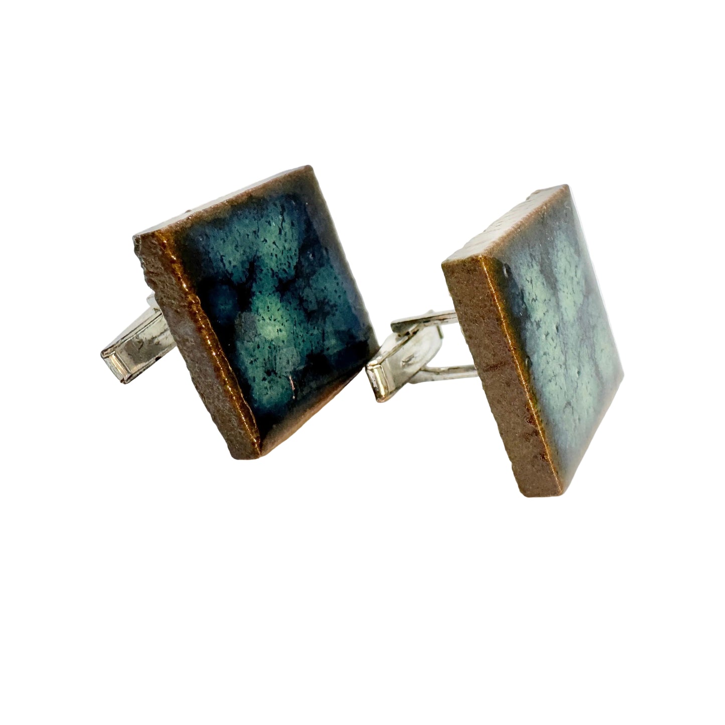 Large Vintage Ceramic Enamel Cufflinks