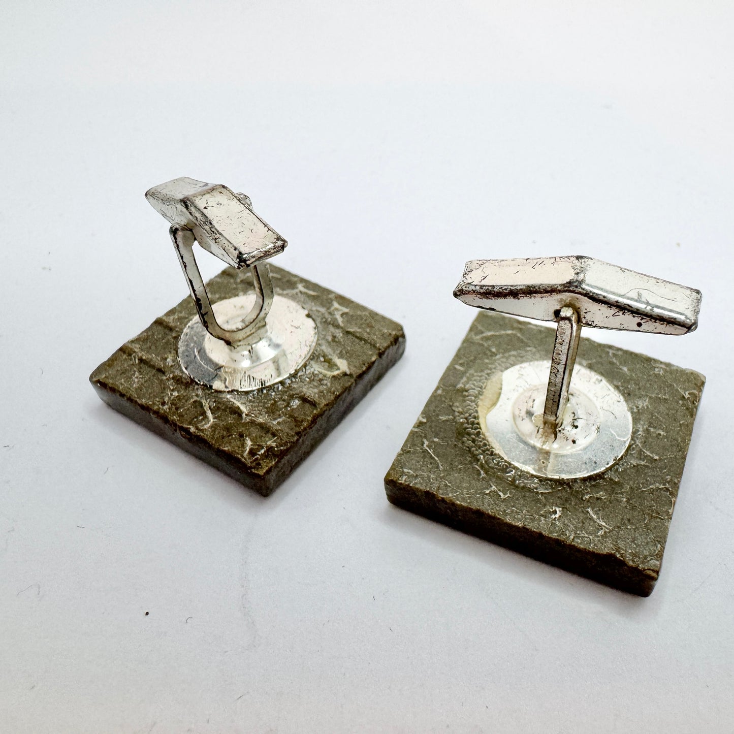 Large Vintage Ceramic Enamel Cufflinks