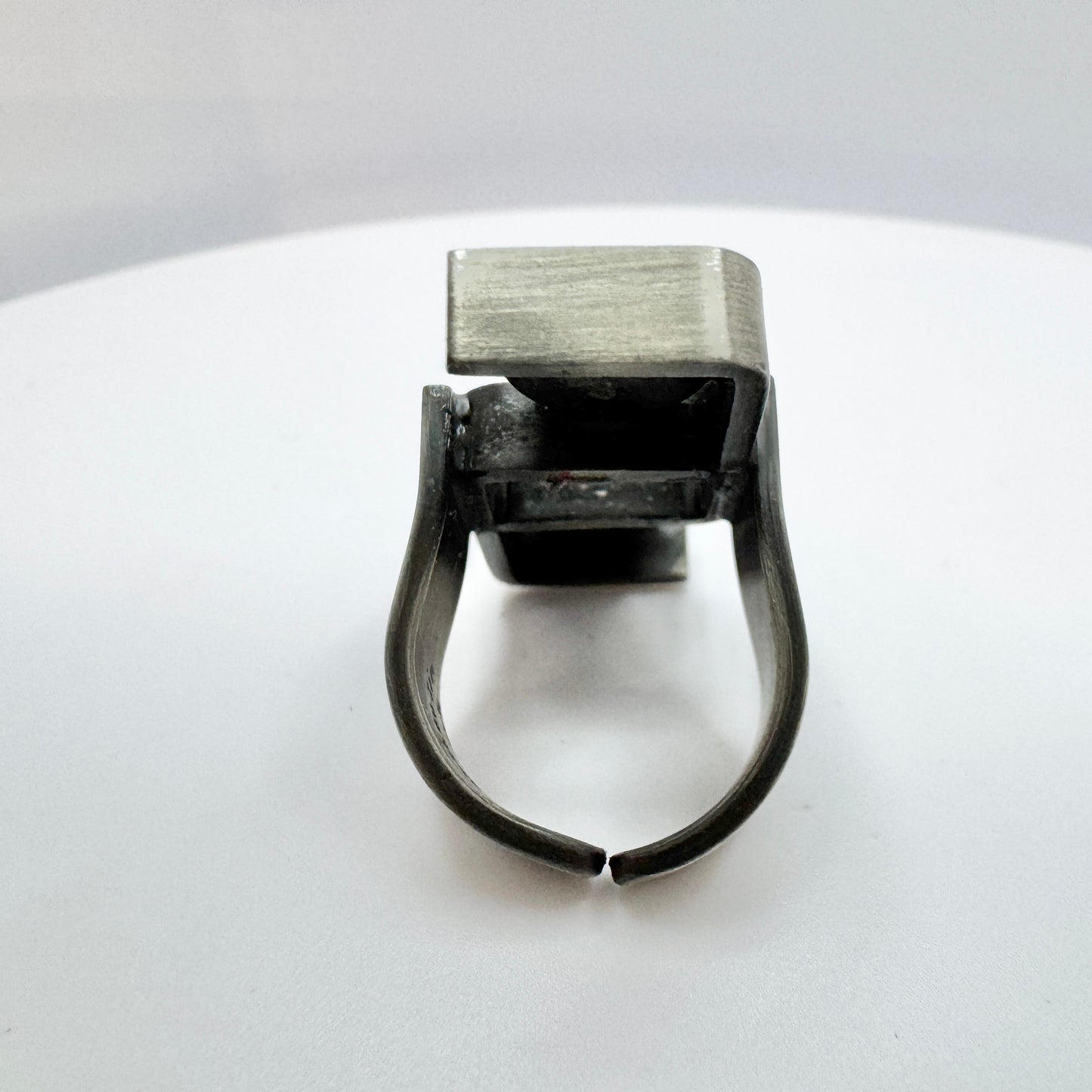 Lageskov Tin Denmark. Vintage Brutalist Pewter Yellow Paste Ring