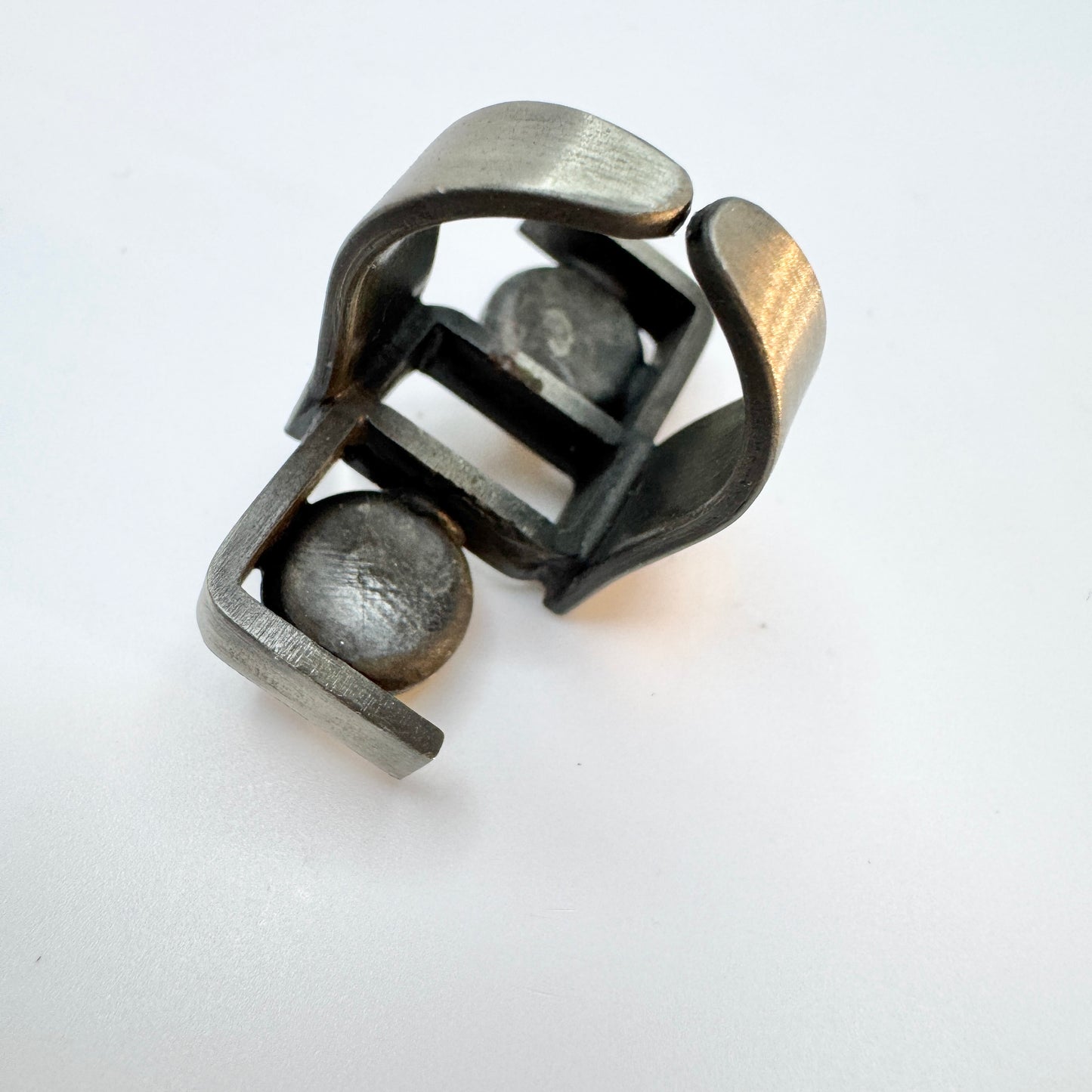 Lageskov Tin Denmark. Vintage Brutalist Pewter Yellow Paste Ring