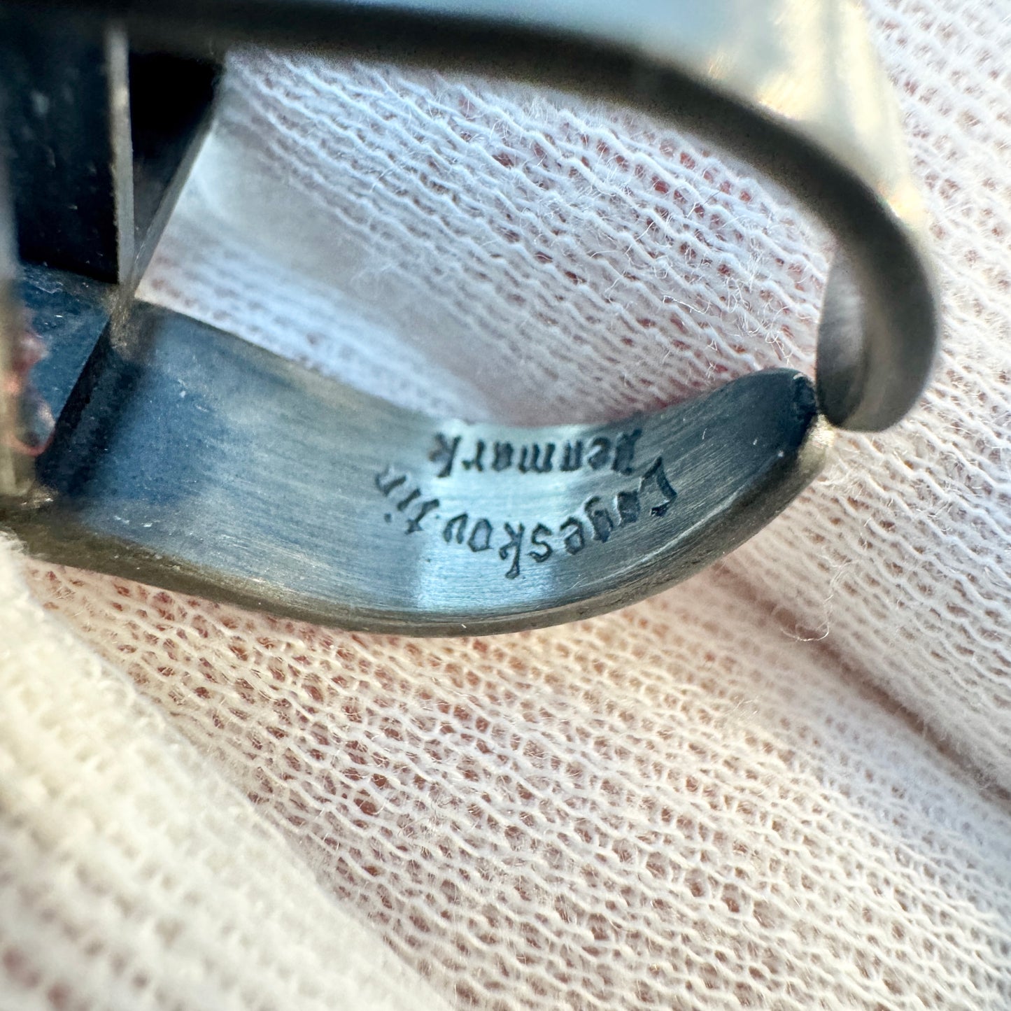 Lageskov Tin Denmark. Vintage Brutalist Pewter Yellow Paste Ring