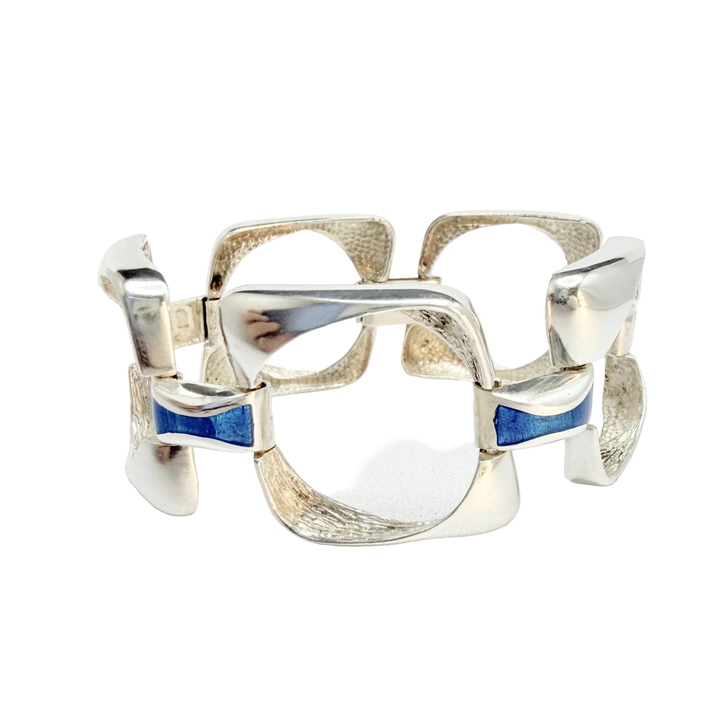 Oreficeria Medicea di Urei Rosanna, Italy ca 1980s. Vintage Sterling Silver Enamel Bracelet.