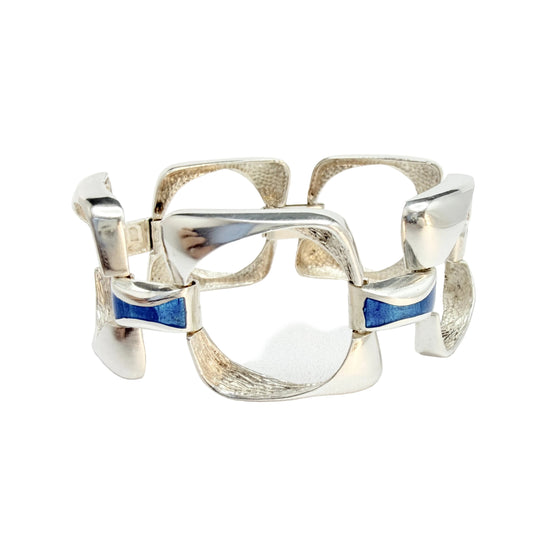 Oreficeria Medicea di Urei Rosanna, Italy ca 1980s. Vintage Sterling Silver Enamel Bracelet.