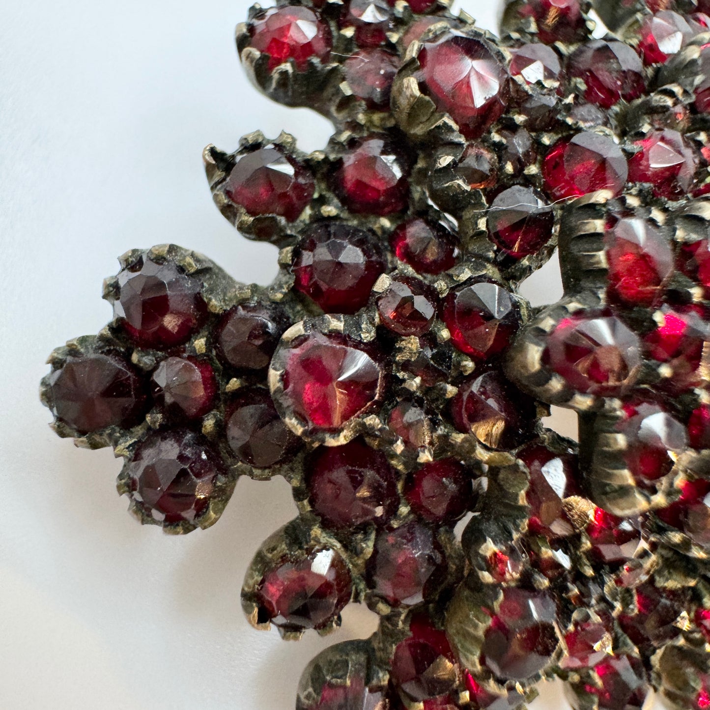 Antique Victorian Bohemian Garnet Gilt Metal Brooch