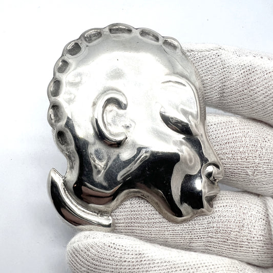 Mexico c 1940s. Very large Sterling Silver Brooch.