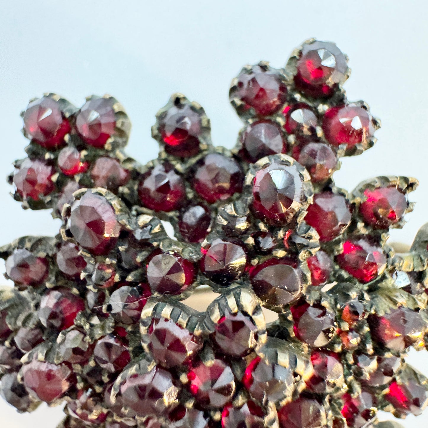 Antique Victorian Bohemian Garnet Gilt Metal Brooch