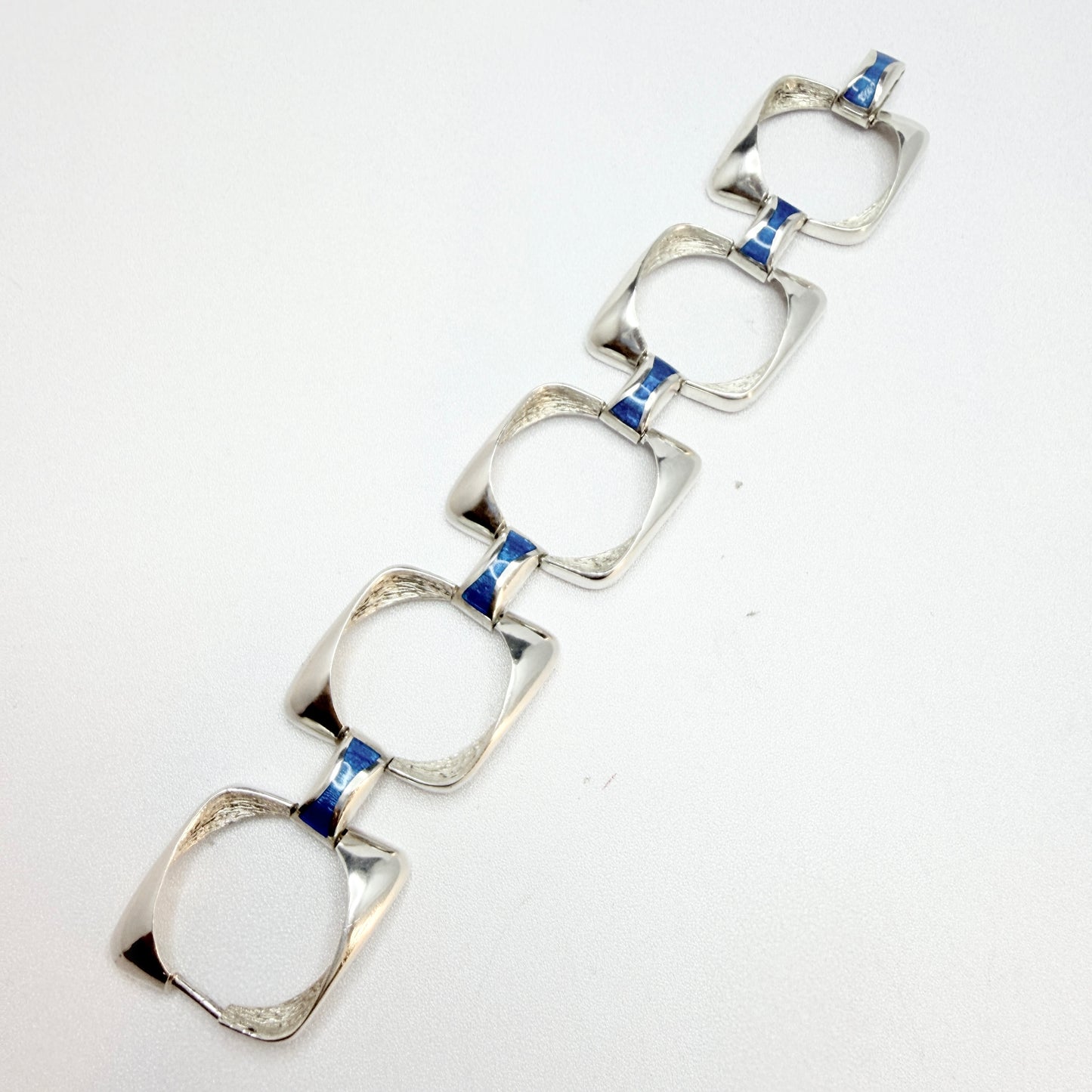 Oreficeria Medicea di Urei Rosanna, Italy ca 1980s. Vintage Sterling Silver Enamel Bracelet.