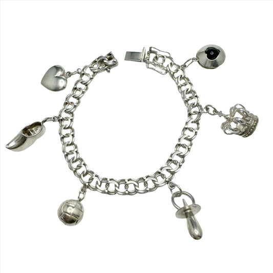 Jo-Ans, Sweden 1972. Vintage Solid Silver Bismarck Charm Bracelet.