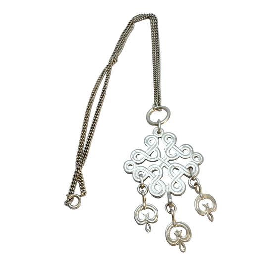 JF Henriksson for Kalevala Koru, Finland 1941. Rare WW2-era Silver Pendant Necklace.