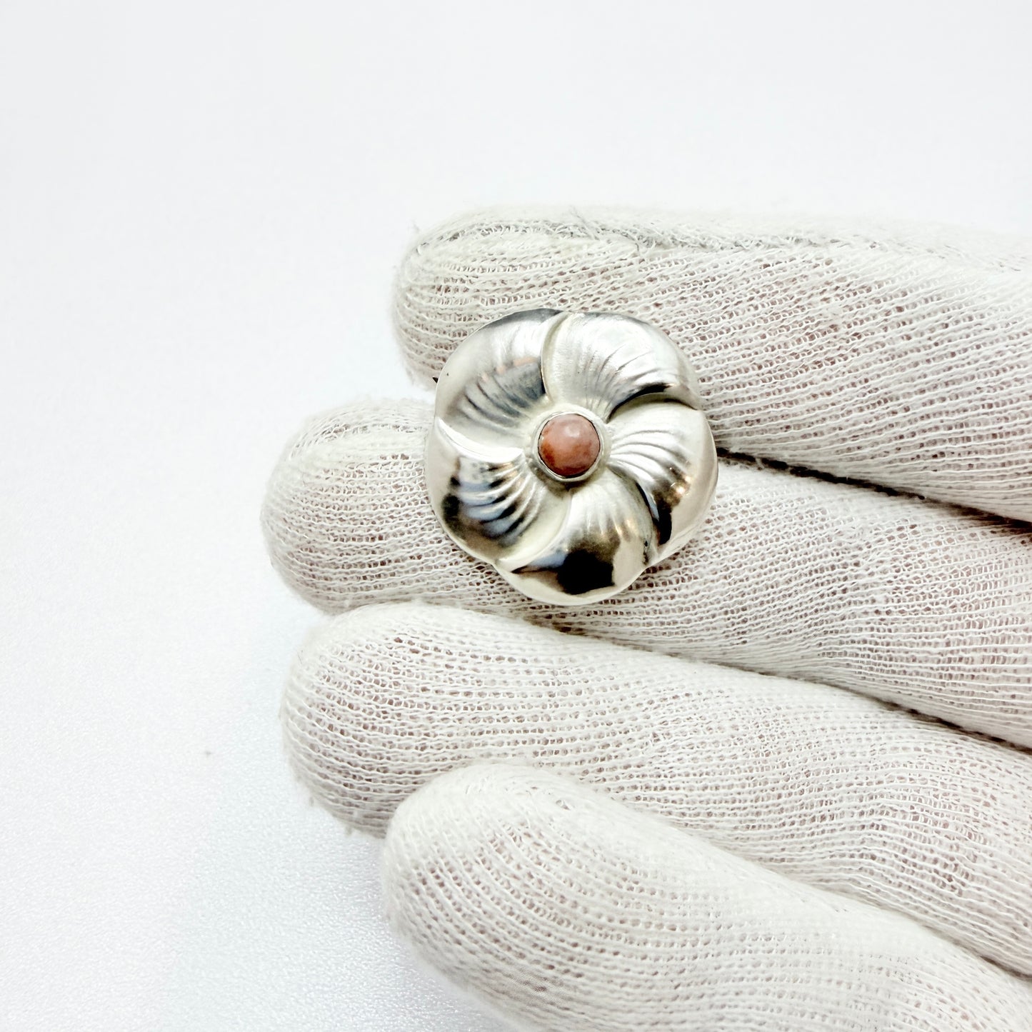 Gerson Davidsen, Denmark ca 1910s. Antique Solid Silver Amber Brooch.