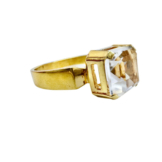 G Dahlgren, Sweden 1971. Vintage 18k Gold Rock Crystal Ring