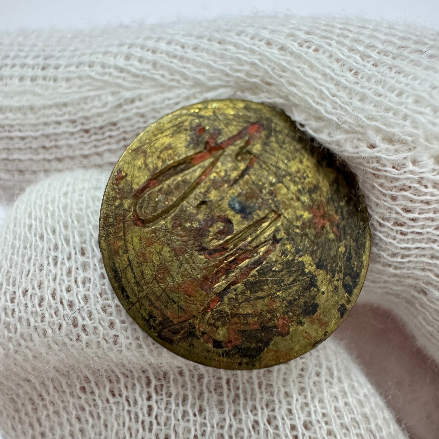 Antique Mother of Pearl Metal Wax Seal Stamp "MJ"