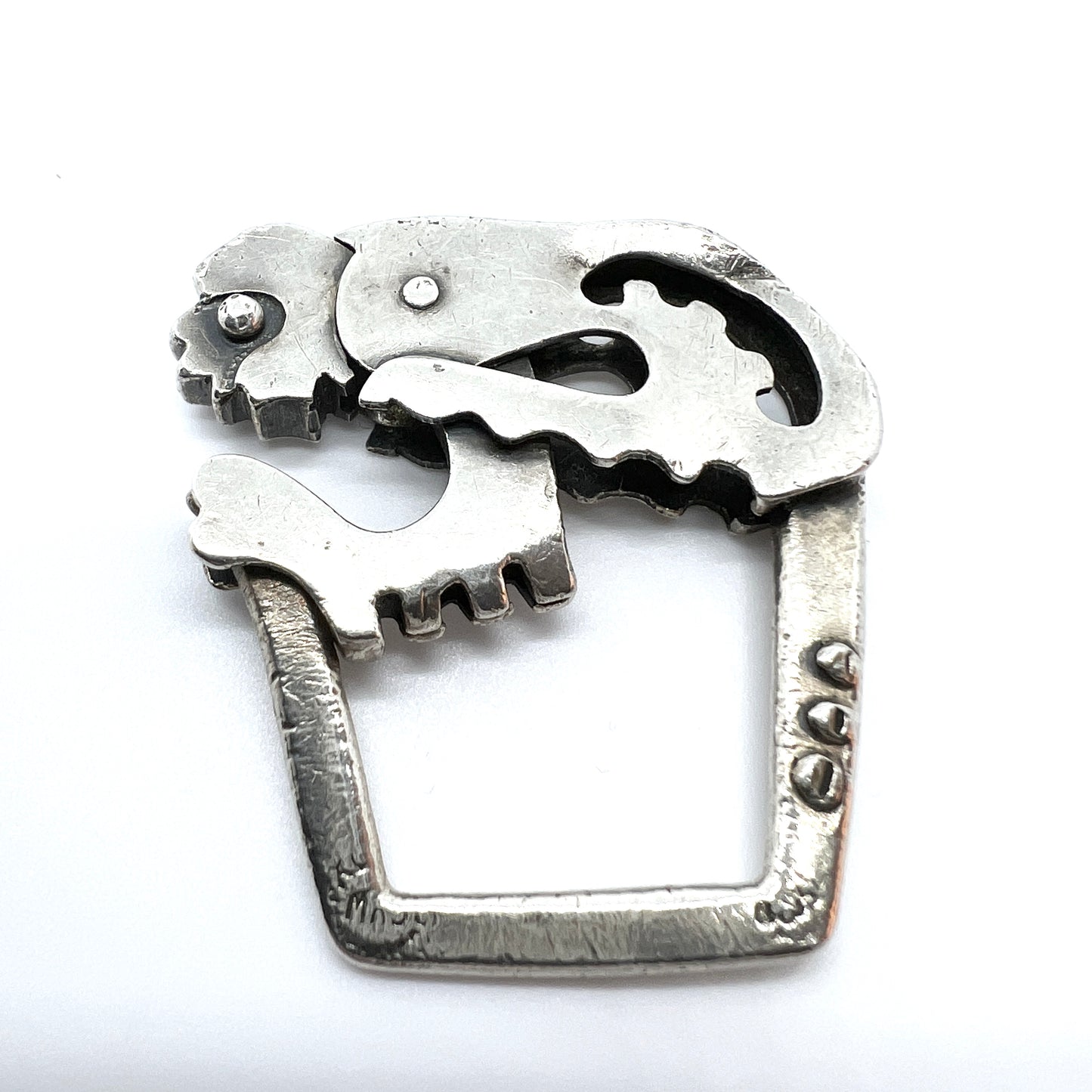 Mexico. Vintage Sterling Silver Monkey Key Ring