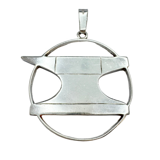 G Dahlgren, Sweden 1973. Vintage Sterling Silver Anvil Pendant.