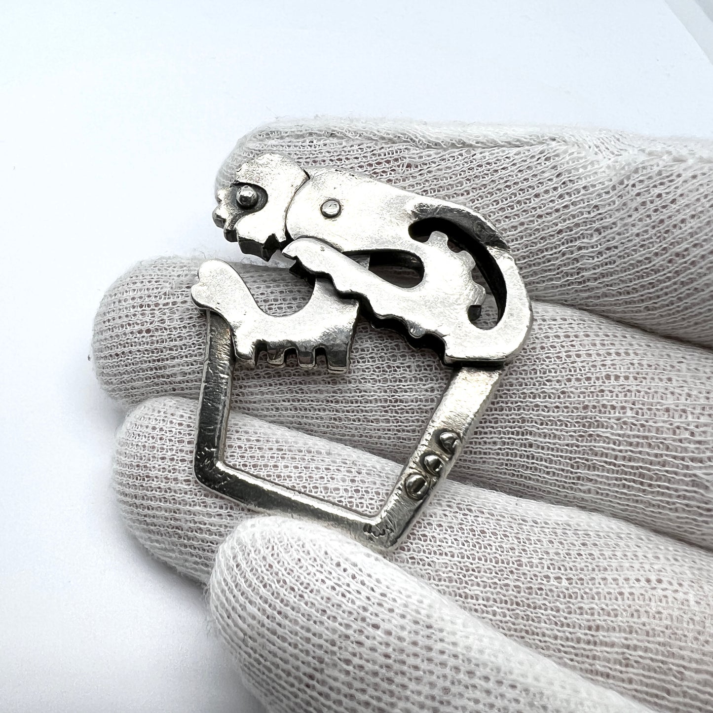 Mexico. Vintage Sterling Silver Monkey Key Ring