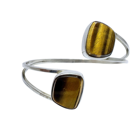 Victor Janson, Sweden 1969 Vintage Sterling Silver Tiger's Eye Arm Bracelet.