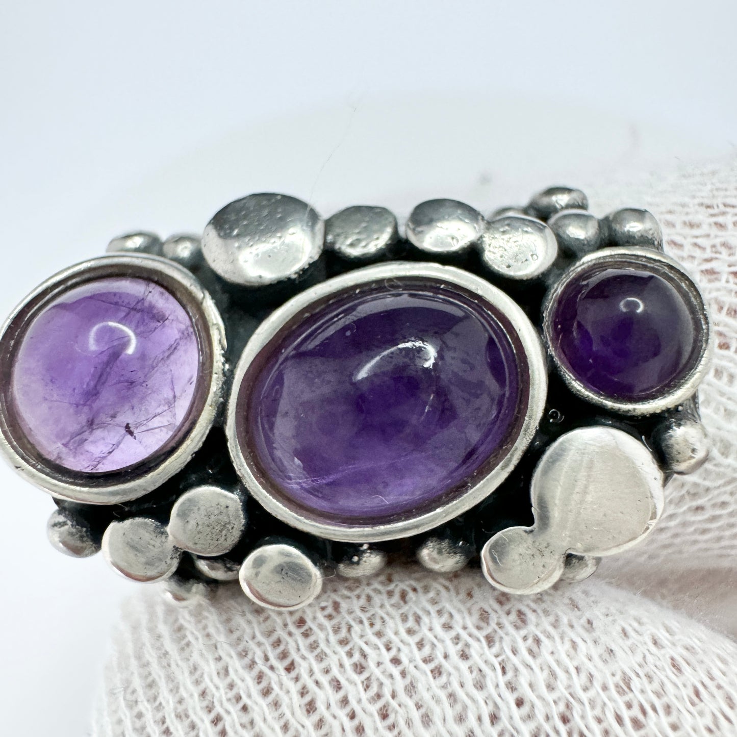 Valdres Sølvsmie, Norway. Vintage Sterling Silver Amethyst Ring.