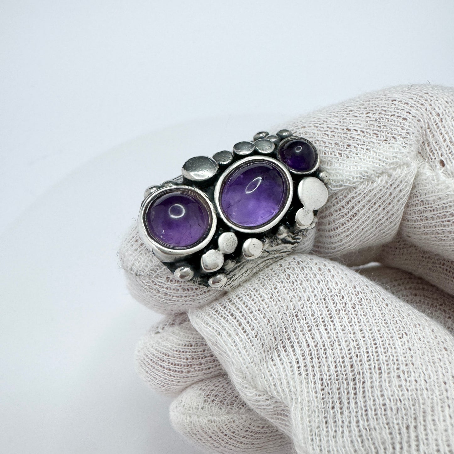 Valdres Sølvsmie, Norway. Vintage Sterling Silver Amethyst Ring.