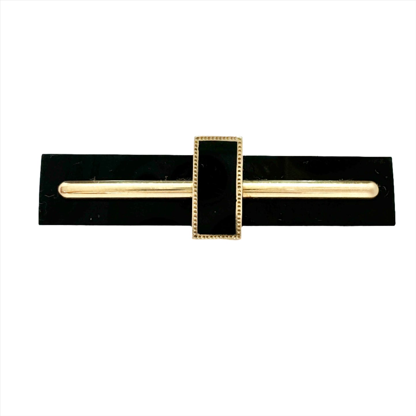 Antique Edwardian 14k Gold Onyx Mourning Brooch.