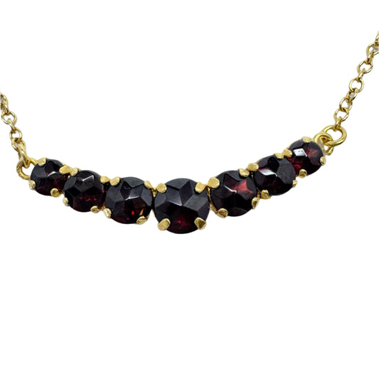 Vintage Garnet Gilt Metal Necklace.