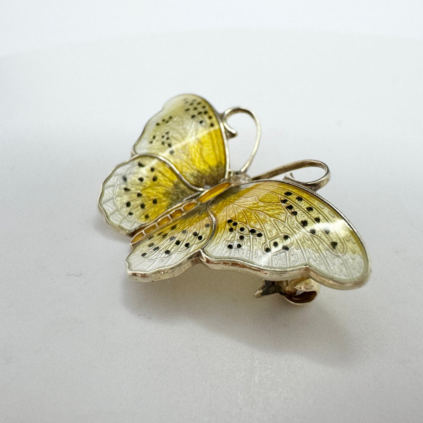 Hroar Prydz, Norway Vintage Sterling Silver Enamel Butterfly Brooch.