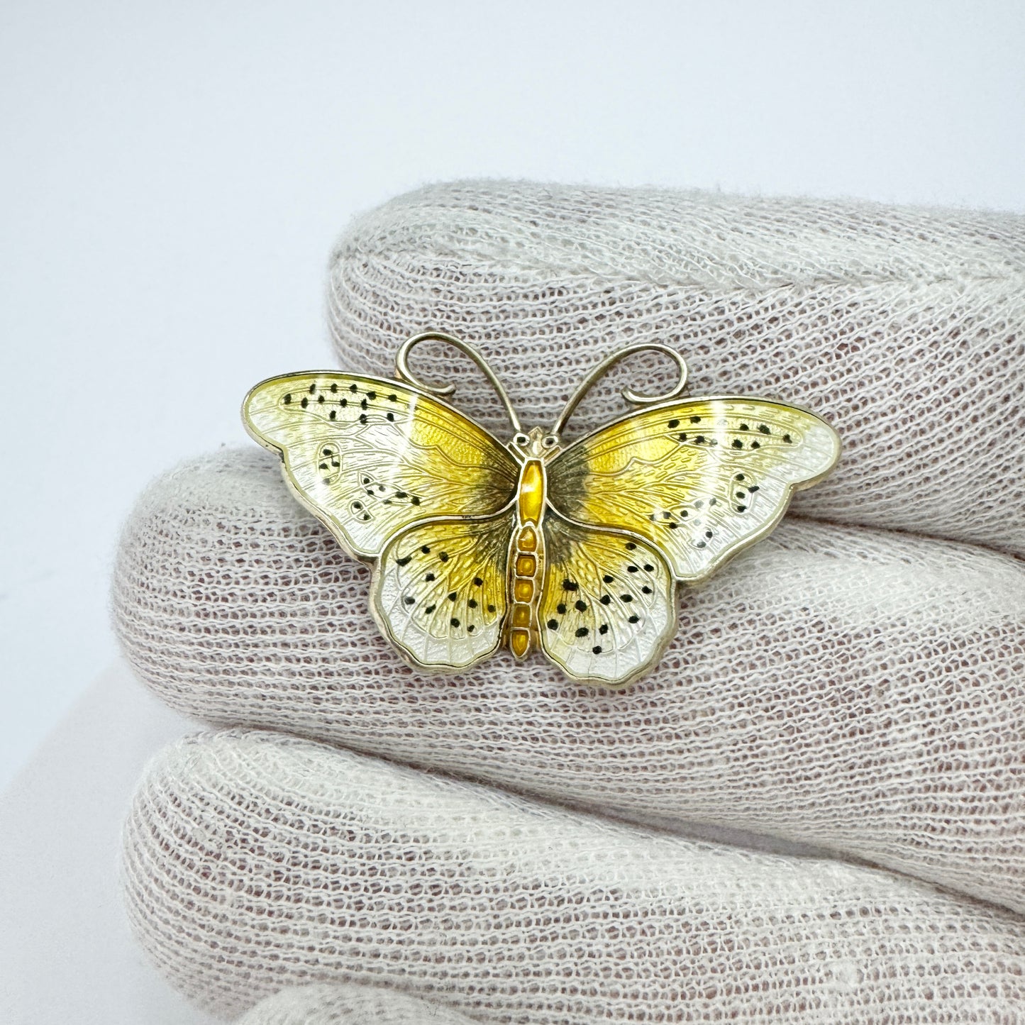 Hroar Prydz, Norway Vintage Sterling Silver Enamel Butterfly Brooch.