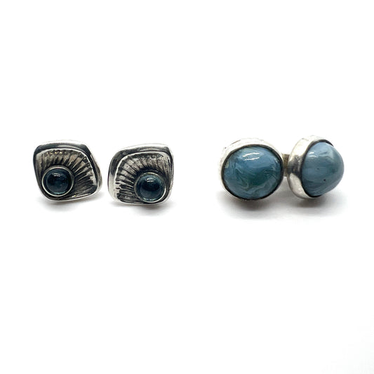 Sweden 1960s. Two Pair of Stud Earrings. Alton 1967 and Bergslagen-stone