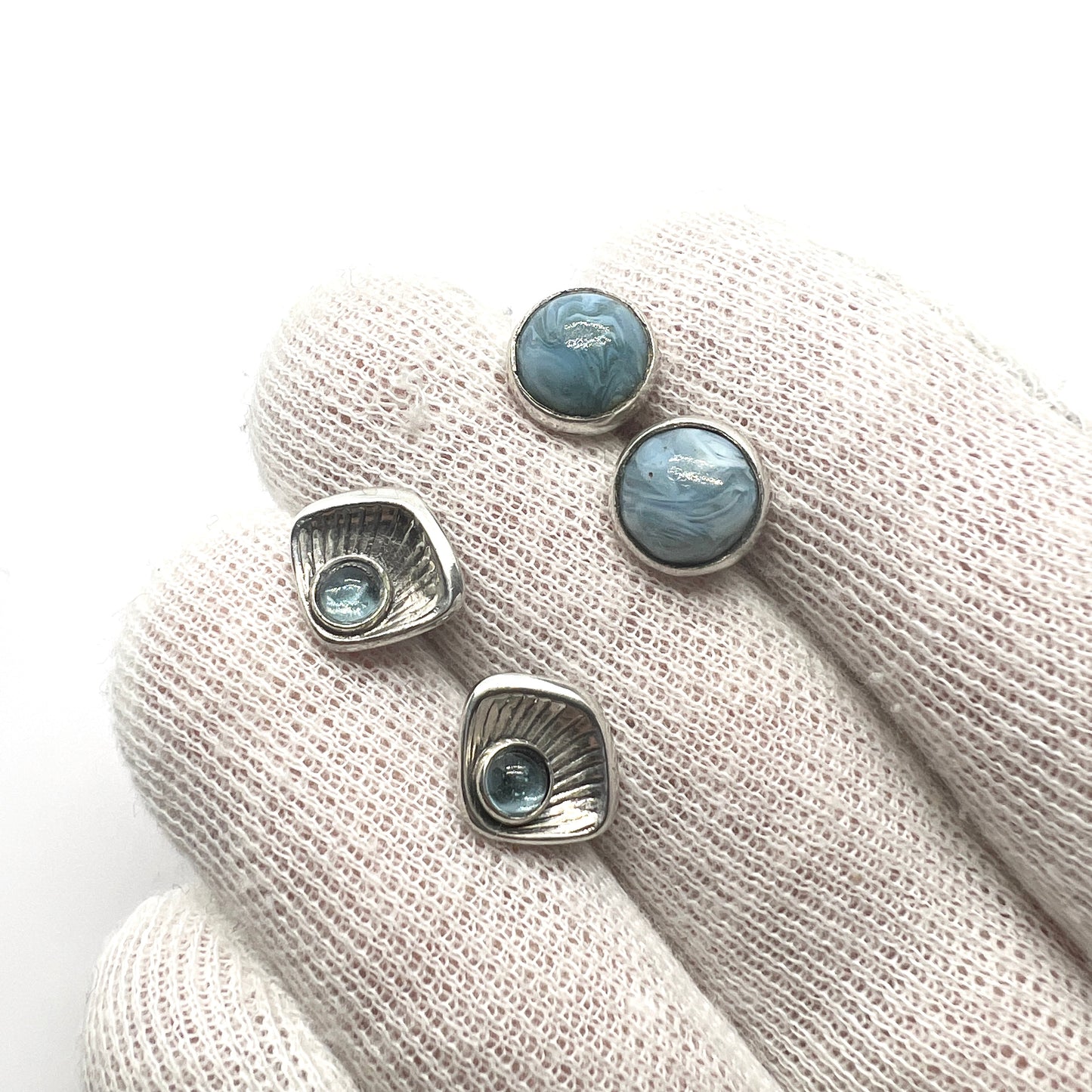 Sweden 1960s. Two Pair of Stud Earrings. Alton 1967 and Bergslagen-stone