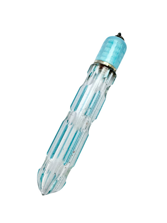 Vintage c 1930s. Sterling 935 Silver Enamel Glass Perfume Pendant Bottle.