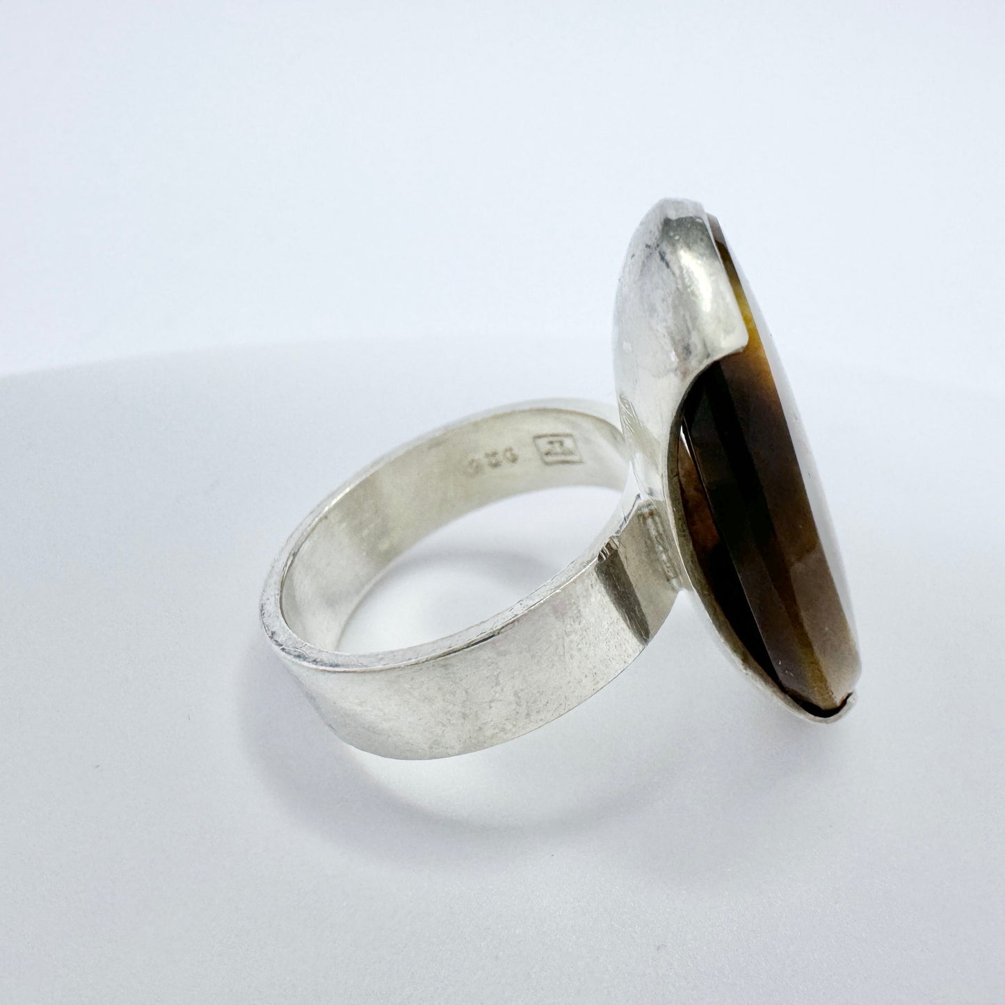 Elis Kauppi, Kupittaan Kulta Finland. Vintage Sterling Silver Tiger's Eye Ring.